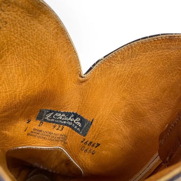 Vintage J. Chisholm Marbled Deerskin Leather Western Cowboy Boots Men's 9 D - Picture 8 of 11